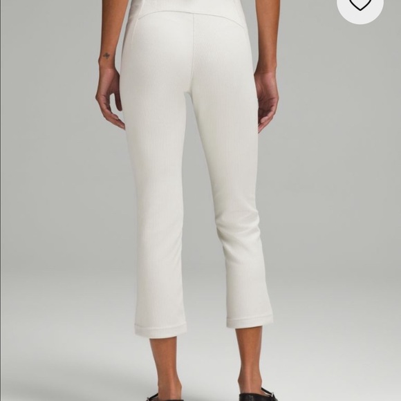 NWT- Ribbed Softstreme Zip-Leg High-Rise Cropped Pant 25"- BONE - Picture 2 of 9